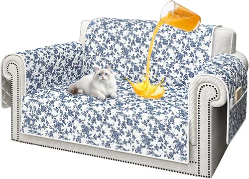 Vista 41 de ALIECOM Funda de sofá 100% impermeable para sofá de 3 cojines, fundas para sofá aptas para mascotas, lavables, con estampado, antideslizantes