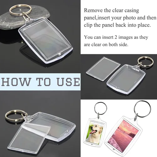 Vista 3 de 30 llaveros de acrílico para marcos de fotos, transparentes con anillo dividido, llavero transparente, regalo para amigos de la familia