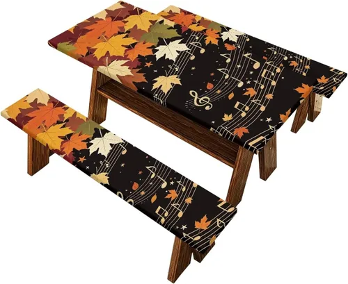Vista 25 de Juego de 3 calcetines de árbol de Navidad de dibujos animados y galletas, funda de mesa de picnic ajustable con funda de banco, manteles Calcetines