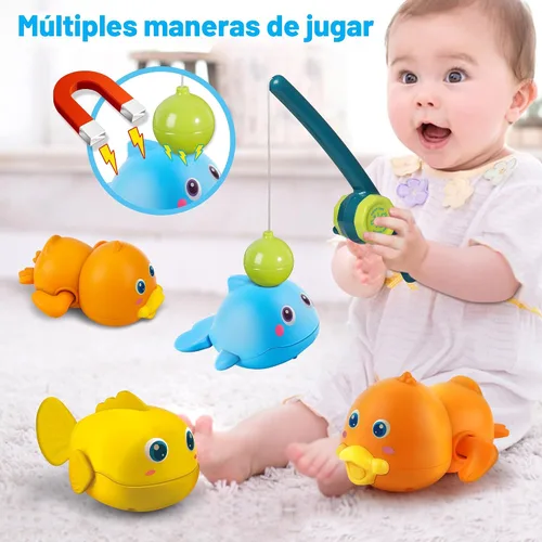 Vista 2 de Dwi Dowellin Juguetes de Baño para Niños Pequeños, Juegos Magnéticos de Pesca para Niños, Juguetes de Bañera, Juguetes de Agua Flotantes sin Moho