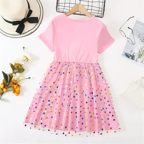 Vista 2 de Vestidos de verano casuales de manga corta con tutú de unicornio para niñas de 4 a 12 años
