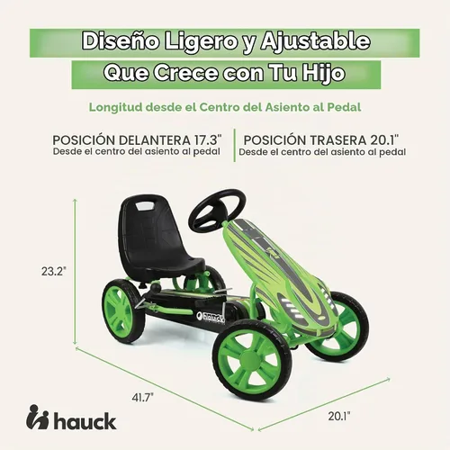 Vista 3 de hauck Speedster Pedal Go Kart para niños de 4 a 8 años, color verde