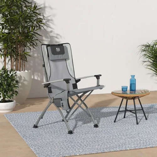 Vista 2 de TIMBER RIDGE Silla plegable de campamento para adultos, sillas plegables de aluminio con respaldo alto con organizador de tazas y reposacabezas