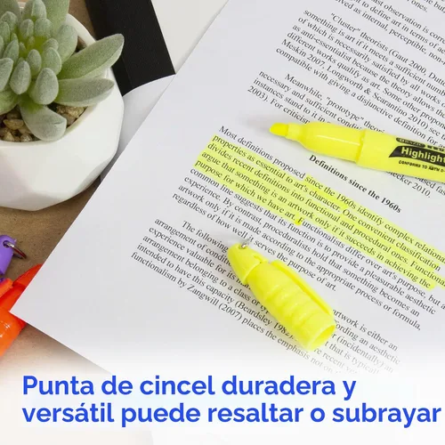Vista 7 de BAZIC PRODUCTS Mini resaltadores, fluorescentes, punta de cincel, clip de tapa, 5 unidades Colores Asst