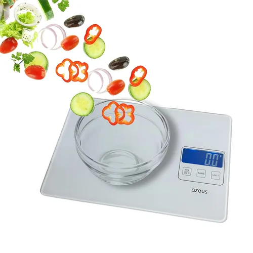 Vista 8 de Báscula de alimentos con recargable por USB, báscula digital de cocina con 6 unidades, alta precisión de capacidad de 11 libras, rango
