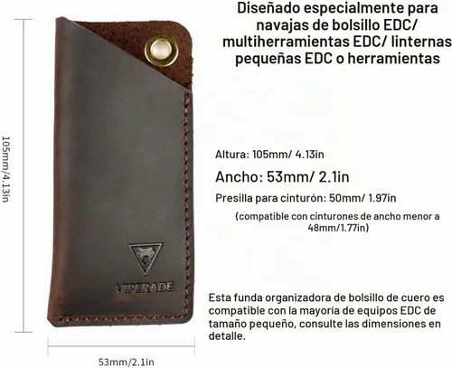 Vista 6 de VIPERAED PJ11 EDC - Funda de cuero pequeña para cinturón, funda de cuero para linterna pequeña, funda de cuero pequeña para cuchillos de cuero Negro