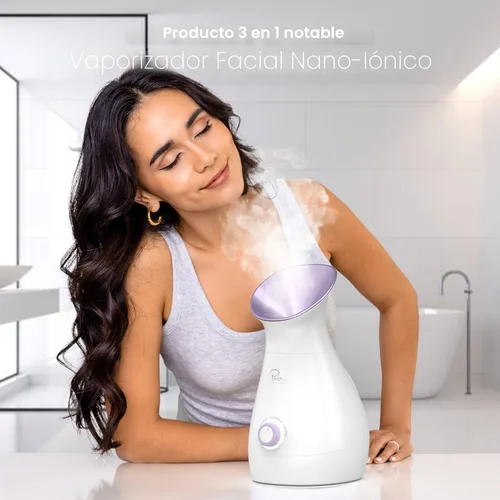 Vista 5 de NanoSteamer - Vaporizador facial nano iónico grande 3 en 1 con control preciso de temperatura - Humidificador - Desobstruye los poros - Puntos