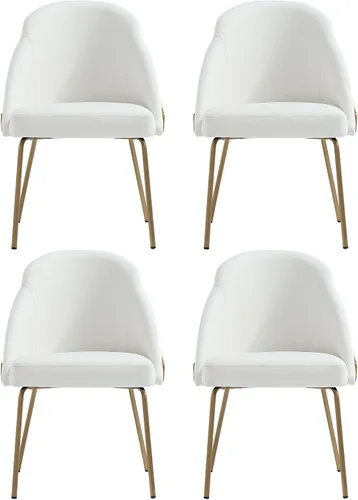 Vista 16 de Manhattan Comfort Gracie - Juego de 1 sillas de comedor modernas de piel sintética, asiento tapizado de piel sintética, patas de acero, espuma