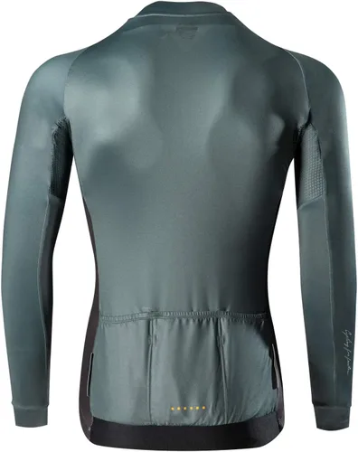 Vista 42 de Santic - Camiseta de ciclismo para hombre, manga larga, reflejante, cremallera completa, con bolsillos