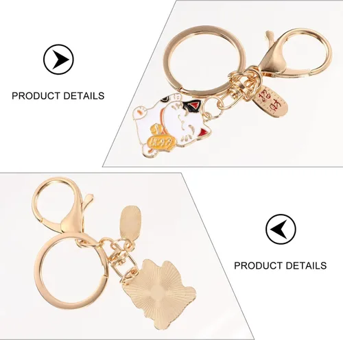 Vista 5 de Didiseaon 2 llaveros japoneses de gato para el hogar, accesorios para el hogar, llavero de gato de la fortuna, llavero de gato de la fortuna, adorno