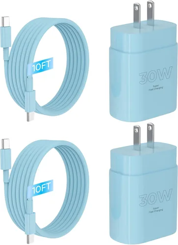 Vista 10 de Cargador para iPhone 17 16 15 cable de carga rápida de 10 pies, bloque de cargador USB C de 30 W para i Phone 15 16 16e 17 Air Plus Pro Max/iPad