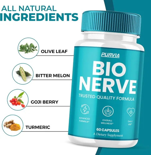 Vista 2 de Paquete de 2 cápsulas Bio Nerve, pastillas de suplemento BioNerve Plus Cápsulas de fórmula de bienestar premium, ingredientes naturales avanzados