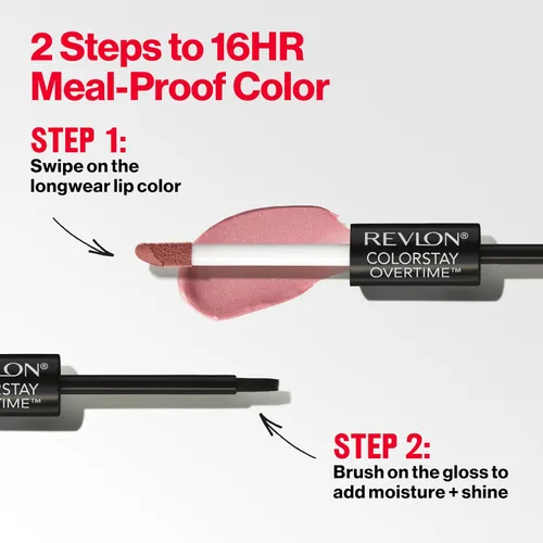 Vista 5 de Revlon Lápiz Labial Líquido con Brillo Labial Transparente, ColorStay Overtime, Regalo para Mujeres, 080 Keep Blushing, 2 ml