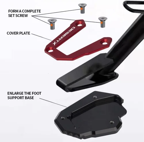 Vista 5 de Modeer Para Desert X 2022-2023 Placa de extensión de soporte CNC de motocicleta Soporte lateral Almohadilla desertx Desert-X Accesorios (negro)