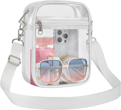 Vista 18 de Bolso transparente Slumou para eventos en estadios - Bolso pequeño, mini bolsos de mensajero para fanáticos de deportes para conciertos, trabajo
