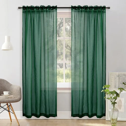 Vista 26 de XTMYI Cortinas negras de 48 pulgadas de largo para dormitorio, juego de 2 paneles, bolsillo para cortinero, cortinas de encaje transparentes