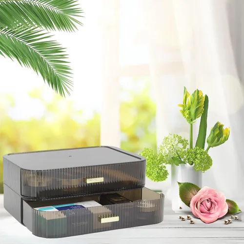 Vista 6 de Organizador de maquillaje con cajones apilables, organizadores y almacenamiento para tocador de baño, ideal para cosméticos, cuidado de la piel