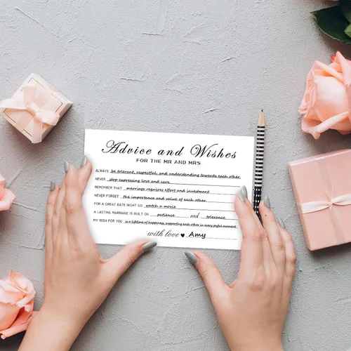 Vista 7 de Tarjetas de consejos y deseos para las nuevas parejas, señor y señora, novia y novio, recién casados, 50 tarjetas perfectas de consejos de boda