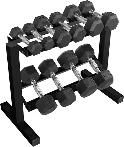 Vista 8 de CAP Barbell Juego de mancuernas de 150 libras con estante de 2 niveles Múltiples opciones Blanco