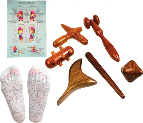 Vista 8 de CCcollections Herramientas de masaje de terapia de madera, herramienta de palo de madera de reflexología, equipo tradicional para aliviar el dolor