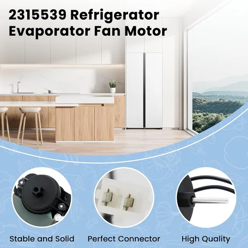 Vista 2 de Motor de ventilador evaporador de refrigerador 2315539 de AMI PARTS - 115 V, 60 Hz - Reemplaza WP2315539 2219689 2225625 W10438708 AP6007247