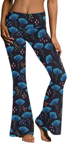 Vista 7 de YUHAOTIN womens dress pants petite short length Waist Leg Leaves Casual Pants Length Womens Prints Full High Flare Pants