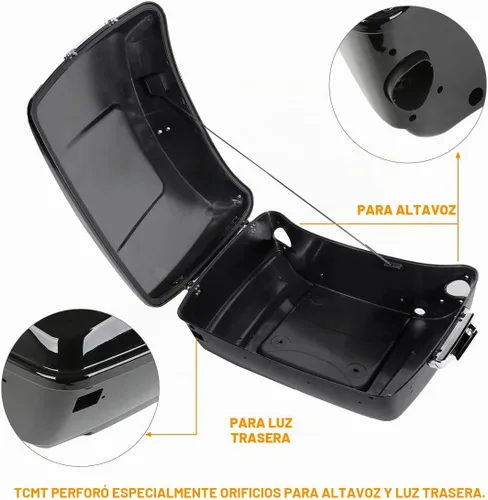 Vista 2 de TCMT King Tour Pack Portaequipajes de moto, diseñado para modelos Harley Davidson Touring 2014-2020 Portaequipajes negro Stype A