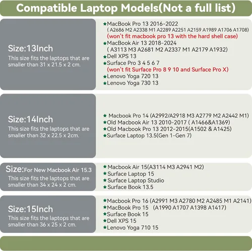 Vista 2 de Funda de Cuero para Laptop de 13 Pulgadas Compatible con MacBook Air A3113 M3 2024 de 13 pulgadas, MacBook Pro M2 de 13, Surface Pro 3 4 5 6 7, Dell