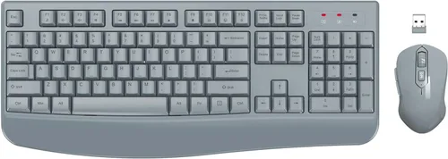 Vista 8 de Combo de teclado y mouse inalámbricos, EDJO, teclado ergonómico de tamaño completo de 2.4G para computadora con reposa muñecas y mouse inalámbrico