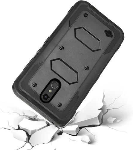 Vista 6 de Asuwish Funda de teléfono para LG K30 2018/Premier Pro LTE/Phoenix Plus/Harmony 2/K10/K11/Xpression cubierta híbrida a prueba de golpes cuerpo Negro