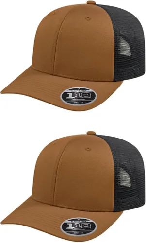 Vista 104 de Cap America i8502 Flexfit 110 Premium - Gorra de camionero de perfil medio con 6 paneles de malla trasera con protección UV y cierre ajustable