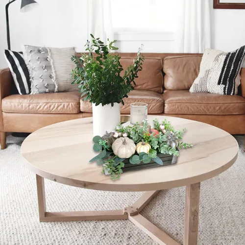 Vista 5 de Plantas artificiales de eucalipto en maceta con piñas de pino, decoración de mesa, macetas de granja, decoración del hogar para mesa de café