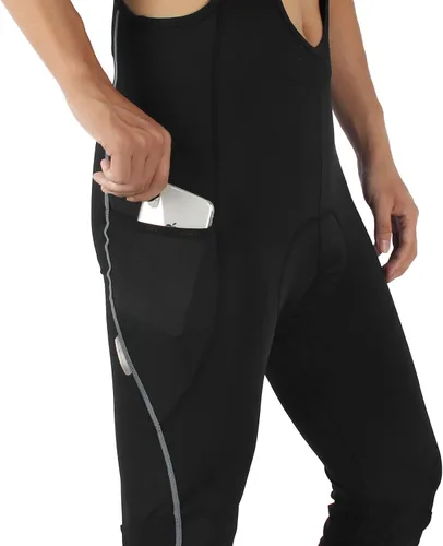 Vista 2 de Santic Mallas de ciclismo con peto para hombre, acolchadas, largas acolchadas con bolsillo