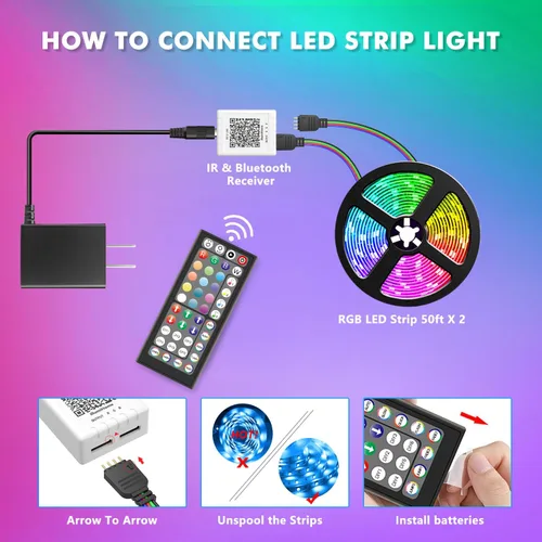 Vista 5 de Nexillumi Luces LED para dormitorio de 100 pies con sincronización de música que cambian de color, tira de luces LED inteligentes con control remoto