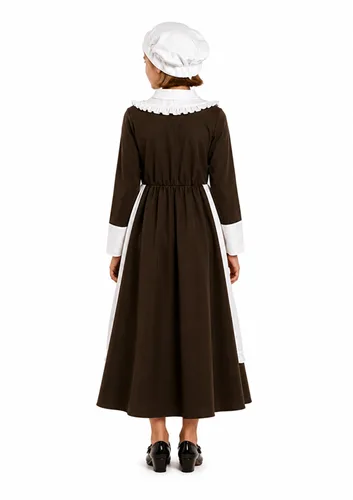 Vista 3 de Vestido de Disfraz de Niña Campesina Colonial Color Oliva Multicolor