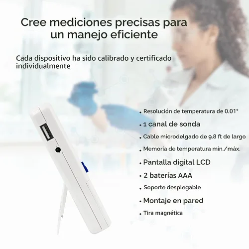 Vista 4 de Traceable Termómetro de registro de datos: 1 sonda de botella de vidrio 58 Min Temp