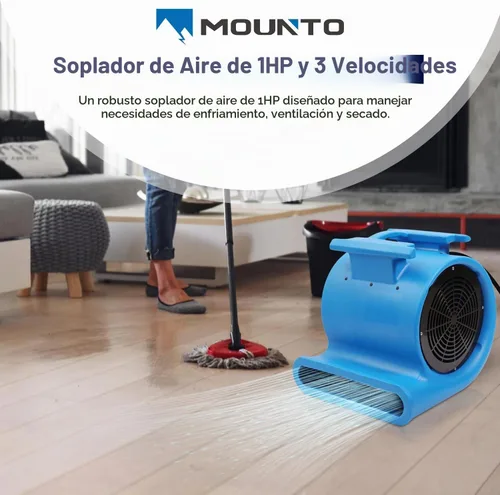 Vista 2 de Mounto 3 velocidades Air Mover 1HP 4000+ CFM Monster soplador de piso secadores de alfombras Secador de piso de limpieza
