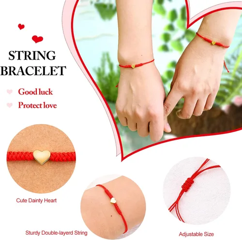 Vista 10 de Regalos para el día de la madre para mamá, hilo rojo, para madre e hija, juego de 2 pulseras de corazón a juego para mamá y yo, pulsera roja