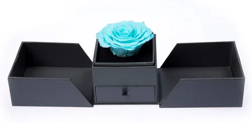 Vista 3 de Caja de regalo joyería de flores preservadas hechas a mano, diseño de rosas nunca marchitas, flores inmortales de lujo, flores eternas para seres
