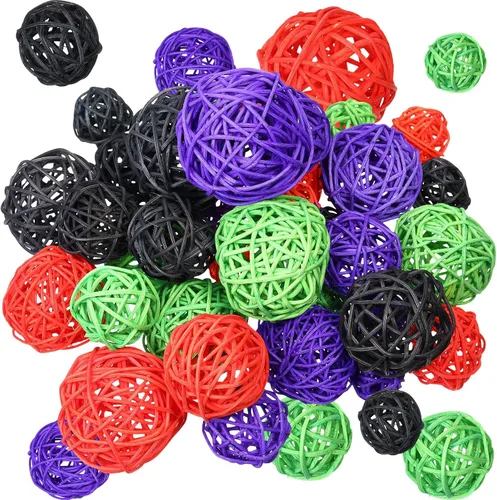 Vista 9 de Patelai 36 Piezas Bolas de Mimbre de Ratán Bolas Decorativas para Jarrón Centro de Mesa Cuencos Esferas de Relleno para Decoración del Hogar, 4 Boho