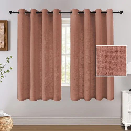 Vista 10 de H.VERSAILTEX Cortinas de lino de 63 pulgadas de largo, cortinas de granja completamente filtrantes de luz, juego de 2 paneles de cortina