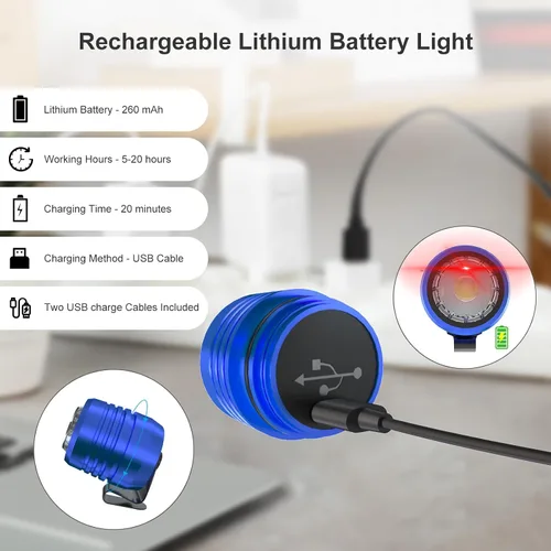 Vista 4 de 2 faros delanteros recargables compatibles con zuecos, luz ajustable para zapatos, linternas accesorios para niños y adultos, sandalias de clip, Azul