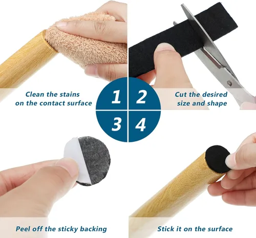 Vista 5 de Shappy Paquete de 2 tiras de fieltro con parte trasera adhesiva, rollo de cinta de fieltro, antideslizantes, autoadhesivas, cortables para muebles