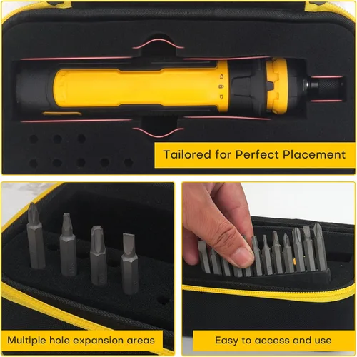 Vista 5 de YouKnow Funda de viaje compatible con destornillador inalámbrico DEWALT (DWHT66719) y puntas de destornillador con espuma personalizada
