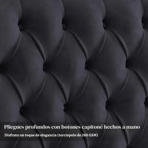 Vista 5 de Jocisland Base de cama Queen con cabecera tapizada de terciopelo de 59 Negro