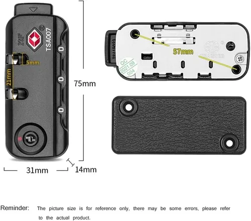 Vista 5 de TSA007 Candado de viaje para equipaje y 3 dígitos autoconfigurable una variedad de combinaciones diferentes para bolsa de equipaje de viaje, bloqueo