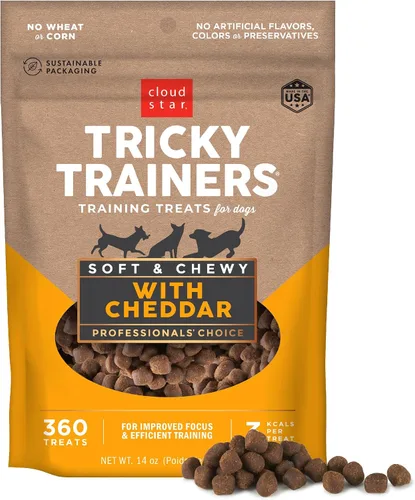 Vista 12 de Cloud Star Tricky Trainers - Golosinas suaves y masticables para entrenamiento de perros, bolsa de 5 onzas, sabor cheddar, ayuda de comportamiento