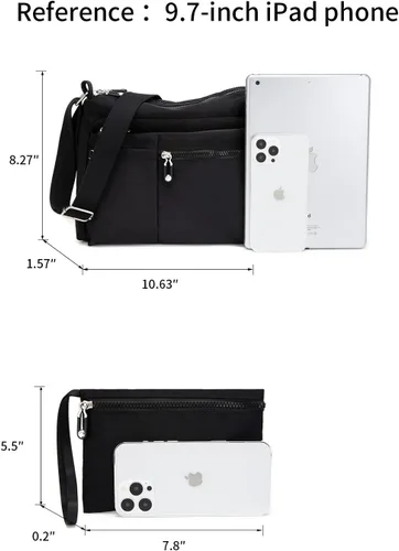Vista 2 de ETidy Bolso cruzado para mujer, impermeable, ligero, casual, de hombro, bolso de libros