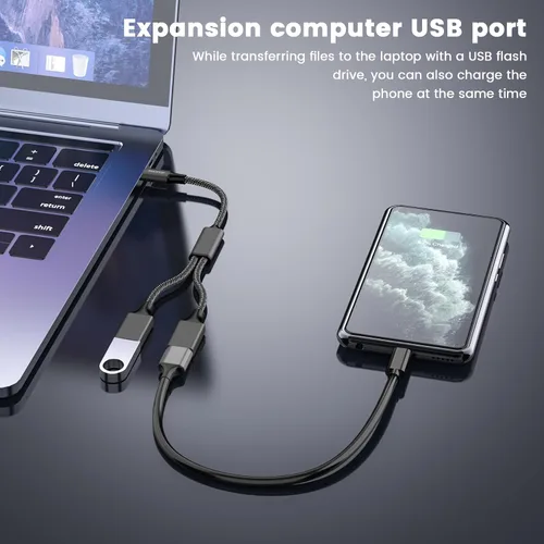 Vista 3 de MOGOOD Divisor USB C a USB, adaptador OTG tipo C a USB 2.0 dual, transferencia de datos de 480 Mbps, compatible con MacBook Pro, iPad Air, Surface