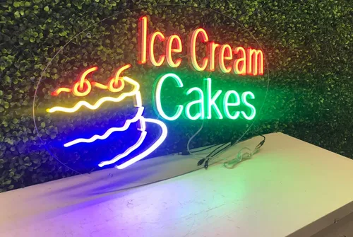 Vista 2 de Cartel de neón LED Ice Cream Cakes de 28 pulgadas de largo x 16 pulgadas de alto #34433